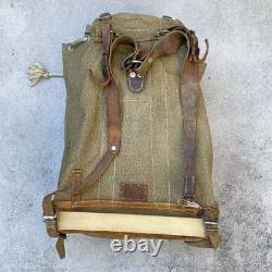 Swiss Army Military Backpack Rucksack 1960 Canvas Salt & Pepper Switzerland RARE