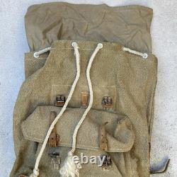 Swiss Army Military Backpack Rucksack 1960 Canvas Salt & Pepper Switzerland RARE