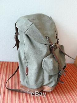 Swiss Army Military Backpack Rucksack 1961 CH Canvas Salt & Pepper Switzerland