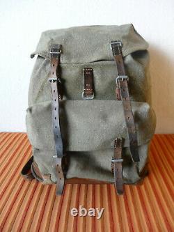 Swiss Army Military Backpack Rucksack 1961 Canvas Salt & Pepper Switzerland RAR
