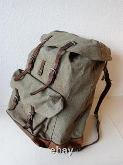Swiss Army Military Backpack Rucksack 1965 Canvas Salt & Pepper Switzerland RAR