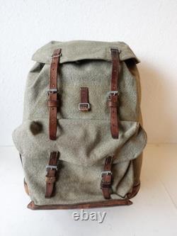 Swiss Army Military Backpack Rucksack 1965 Canvas Salt & Pepper Switzerland RAR