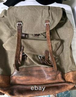 Swiss Army Military Backpack Rucksack 1968 Canvas Salt & Pepper Switzerland