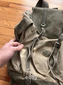 Swiss Army Military Backpack Rucksack 40s 50s Canvas Salt & Pepper Switzerland
