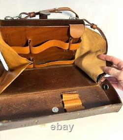 Swiss Army Military Officer Leather Bag Folding Vintage Medic Paramedic WW2 WW1