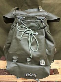 Swiss Army Military Waterproof Leather Canvas Backpack Rucksack Vintage