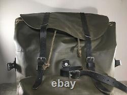 Swiss Army Rubberized 1980s Nylon & Leather Green Mountain Rucksack Bag Vintage