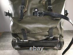 Swiss Army Rubberized 1980s Nylon & Leather Green Mountain Rucksack Bag Vintage