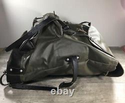 Swiss Army Rubberized 1980s Nylon & Leather Green Mountain Rucksack Bag Vintage