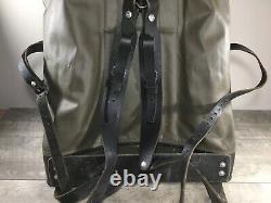 Swiss Army Rubberized 1980s Nylon & Leather Green Mountain Rucksack Bag Vintage