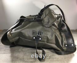 Swiss Army Rubberized 1980s Nylon & Leather Green Mountain Rucksack Bag Vintage