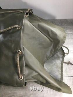 Swiss Army Rubberized 1980s Nylon & Leather Green Mountain Rucksack Bag Vintage