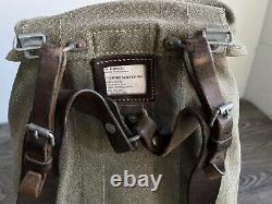 Swiss Army Sattler Backpack 1960 Vtg Salt and Pepper Military Leather Canvas