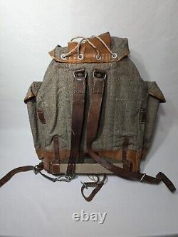 Swiss Army Sattler Backpack 40s Vtg Salt and Pepper Military Leather Canvas 1943