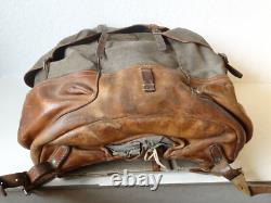Swiss Army Sattler Backpack 40s Vtg Salt and Pepper Military Leather Canvas 1947