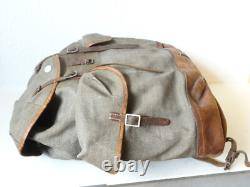 Swiss Army Sattler Backpack 40s Vtg Salt and Pepper Military Leather Canvas 1947