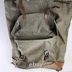 Swiss Army Sattler Backpack Salt and Pepper Military Leather Canvas 1964 Vintage