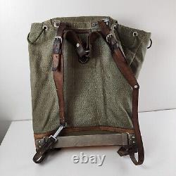 Swiss Army Sattler Backpack Salt and Pepper Military Leather Canvas 1964 Vintage