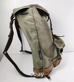 Swiss Army Sattler Backpack Salt and Pepper Military Leather Canvas 1964 Vintage