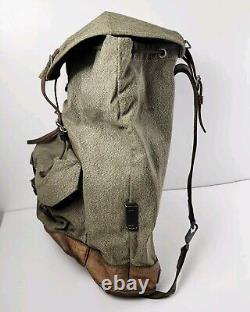 Swiss Army Sattler Backpack Salt and Pepper Military Leather Canvas 1964 Vintage