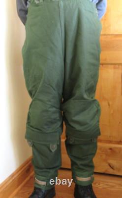 Swiss Army Surplus Motorcycle Pants Coveralls Size L Green Insulated Canvas Vtg