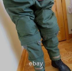 Swiss Army Surplus Motorcycle Pants Coveralls Size L Green Insulated Canvas Vtg