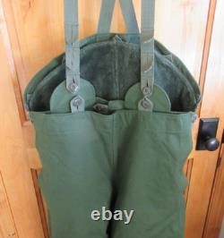 Swiss Army Surplus Motorcycle Pants Coveralls Size L Green Insulated Canvas Vtg