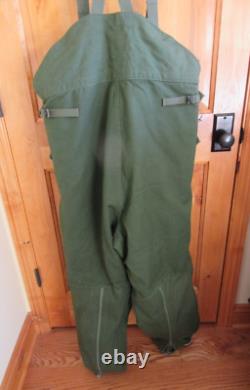 Swiss Army Surplus Motorcycle Pants Coveralls Size L Green Insulated Canvas Vtg
