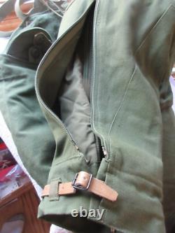 Swiss Army Surplus Motorcycle Pants Coveralls Size L Green Insulated Canvas Vtg