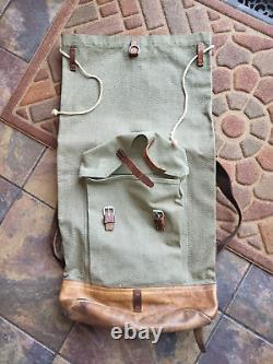 Swiss Army Vintage Backpack/duffle canvas & Leather Salt & Pepper 1963