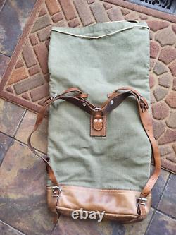 Swiss Army Vintage Backpack/duffle canvas & Leather Salt & Pepper 1963