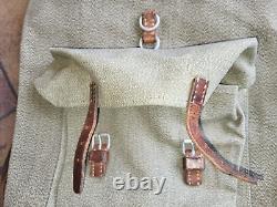 Swiss Army Vintage Backpack/duffle canvas & Leather Salt & Pepper 1963