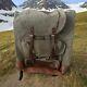Swiss Army Vintage Mountain Field Backpack Military Canvas Leather Ww2 Era Old