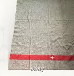 Swiss Army Wool Blanket HS 57 1957 Military White Cross Swiss Alps Blanket