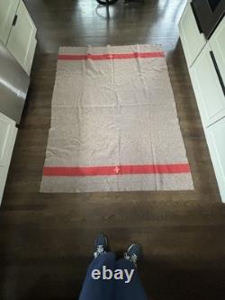 Swiss Army Wool Blanket HS 57 1957 Military White Cross Swiss Alps Blanket