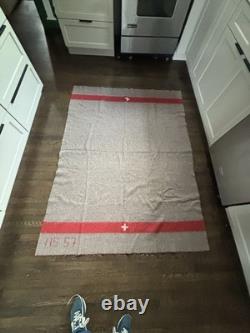 Swiss Army Wool Blanket HS 57 1957 Military White Cross Swiss Alps Blanket