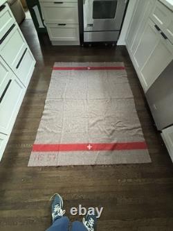 Swiss Army Wool Blanket HS 57 1957 Military White Cross Swiss Alps Blanket