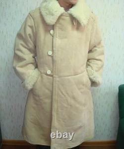 TULUP Bekesha Russian Officer Winter Sheepskin Coat Army USSR Shearling Jacket