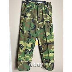 U. S. Army Military Nylon Parka(L) Trouser(M) Wet Weather Set Woodland Camo