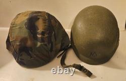 UNICOR M-5 Military Helmet PASGT Green US Army DLA100- Sz MED with Camo Cover