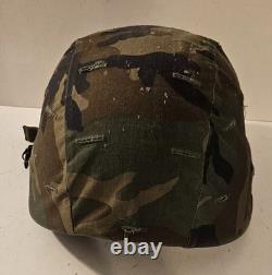 UNICOR M-5 Military Helmet PASGT Green US Army DLA100- Sz MED with Camo Cover