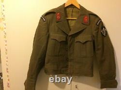 US ARMY 1944 Military Ike Jacket with GREEK ARMY Pins Patches Green Wool