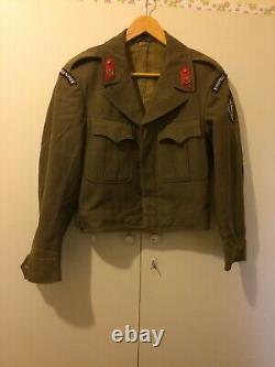 US ARMY 1944 Military Ike Jacket with GREEK ARMY Pins Patches Green Wool