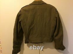 US ARMY 1944 Military Ike Jacket with GREEK ARMY Pins Patches Green Wool