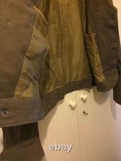 US ARMY 1944 Military Ike Jacket with GREEK ARMY Pins Patches Green Wool