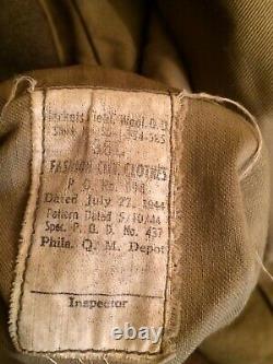 US ARMY 1944 Military Ike Jacket with GREEK ARMY Pins Patches Green Wool