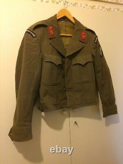 US ARMY 1944 Military Ike Jacket with GREEK ARMY Pins Patches Green Wool