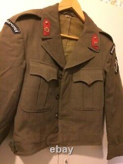 US ARMY 1944 Military Ike Jacket with GREEK ARMY Pins Patches Green Wool