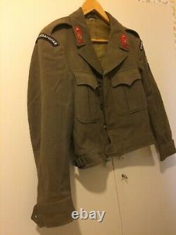 US ARMY 1944 Military Ike Jacket with GREEK ARMY Pins Patches Green Wool