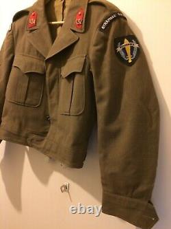 US ARMY 1944 Military Ike Jacket with GREEK ARMY Pins Patches Green Wool